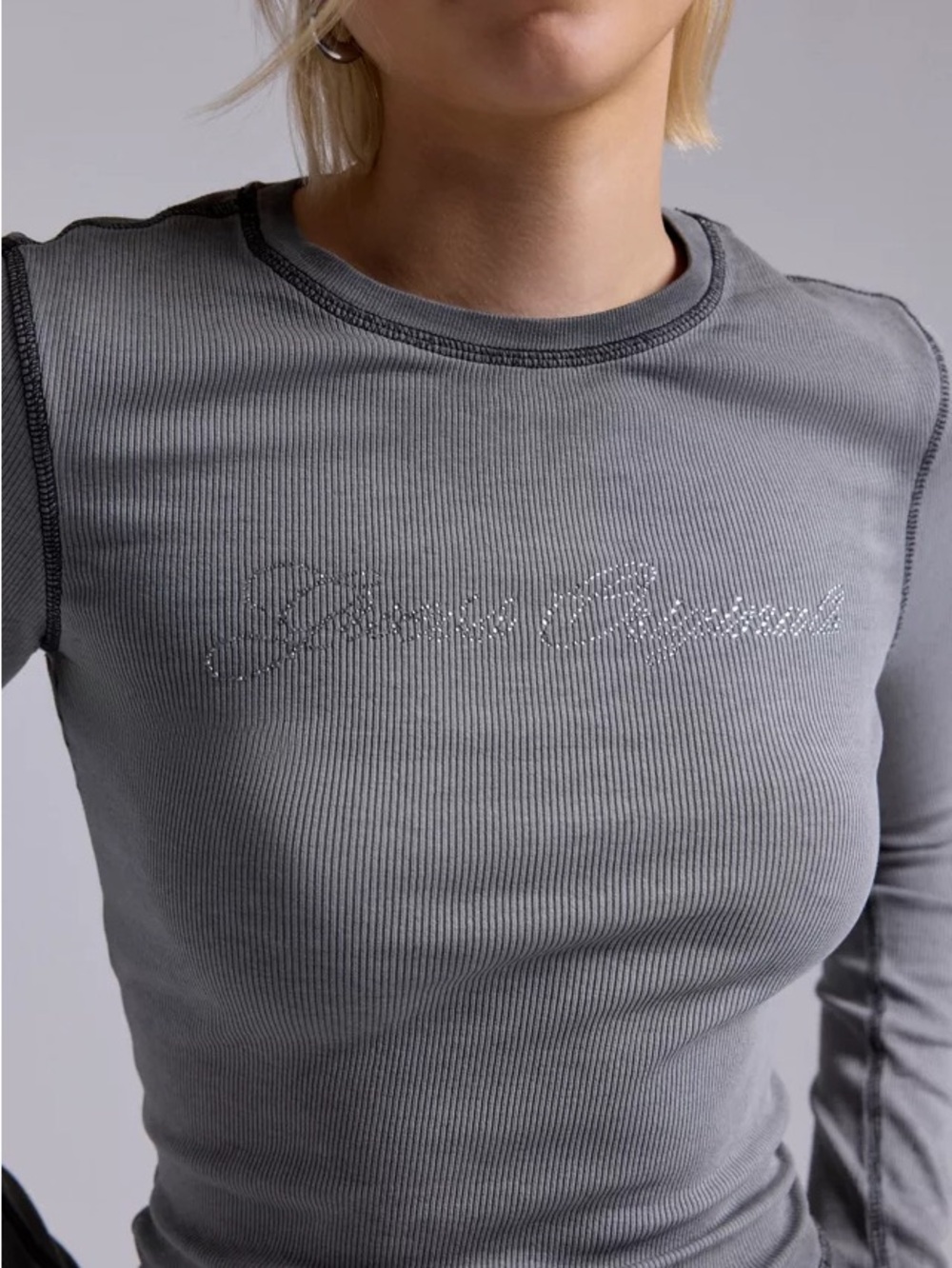 GUESS ORIGINALS Rhinestone Long Sleeve Top